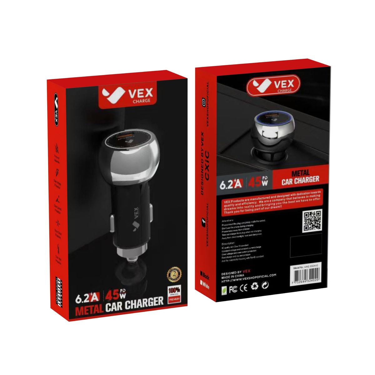 VEX - CARGADOR DE CELULAR PARA AUTO 40W ENTRADA USB-C