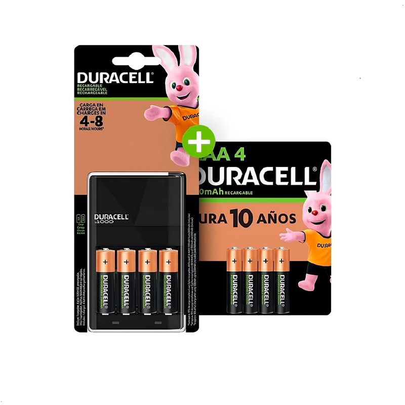 DURACELL - cargador de pilas duracell mas 4 pilas AA y 4 pilas AAA recargables