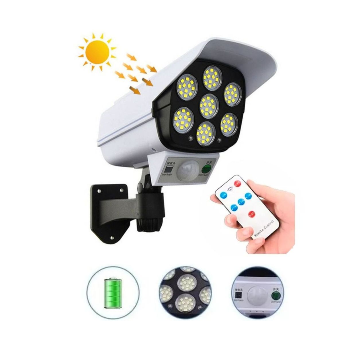 OEM - Lampara Foco con Panel Solar y Sensor de Movimiento