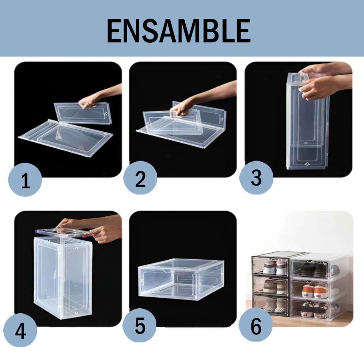 GENERICO - Kit x4 cajas de zapato transparentes - Cod 2230