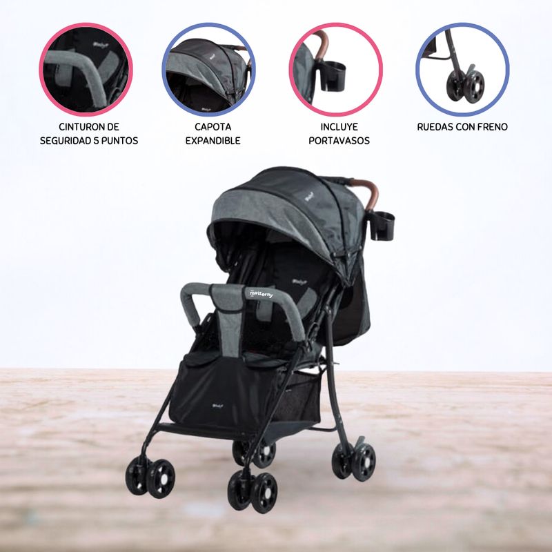 EBABY - Coche Maleta para Bebé »NAT» Black