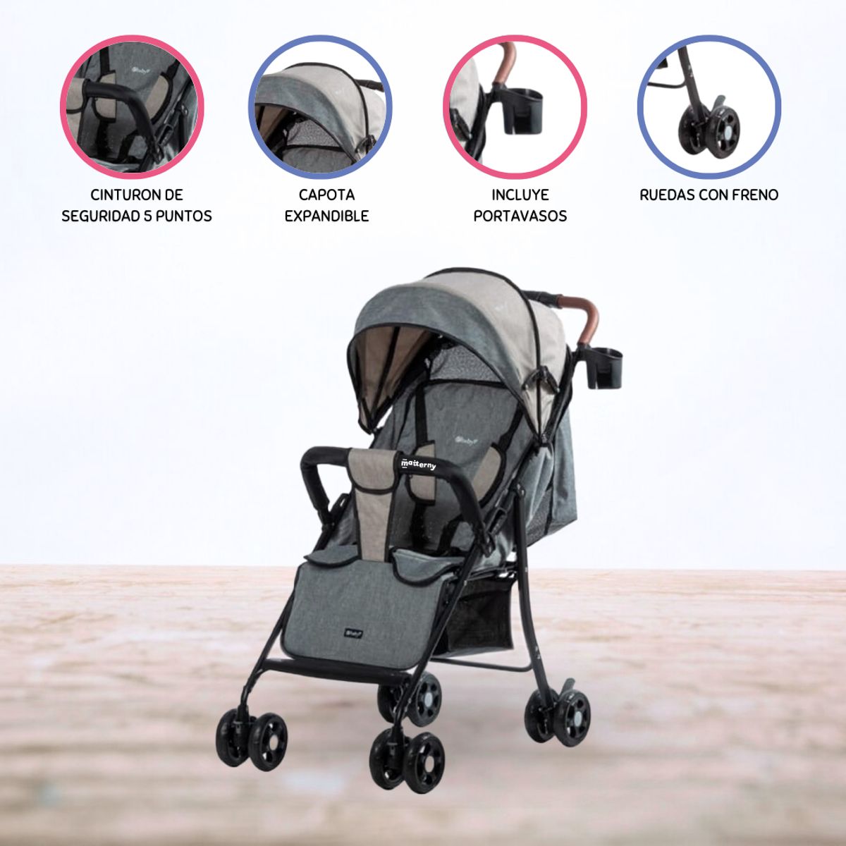 EBABY - Coche Maleta para Bebé »NAT» Beige