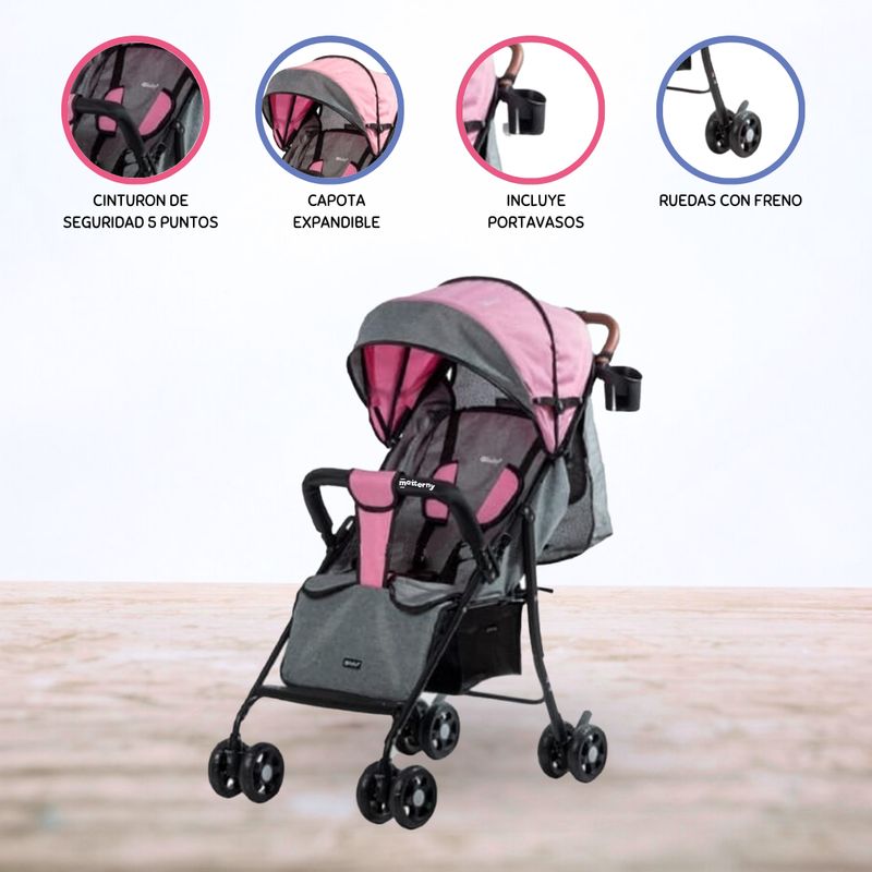 EBABY - Coche Maleta para Bebé »NAT» Pink