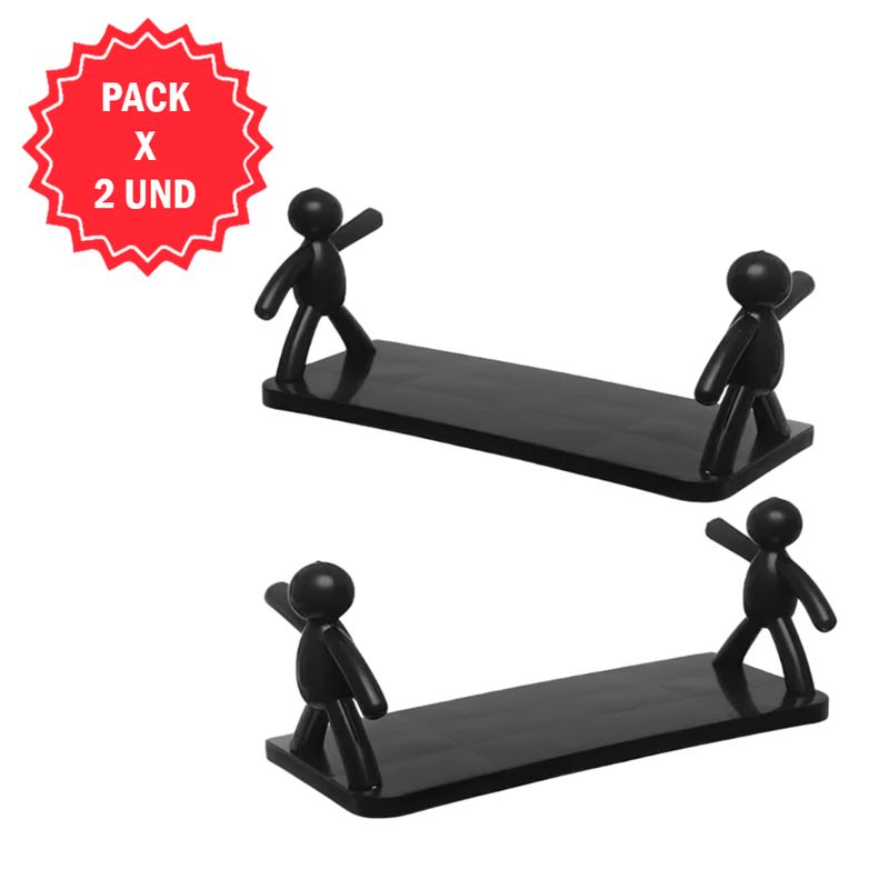 GENERICO - Pack x2 Repisas Negro Estantes Rectangular De Plástico