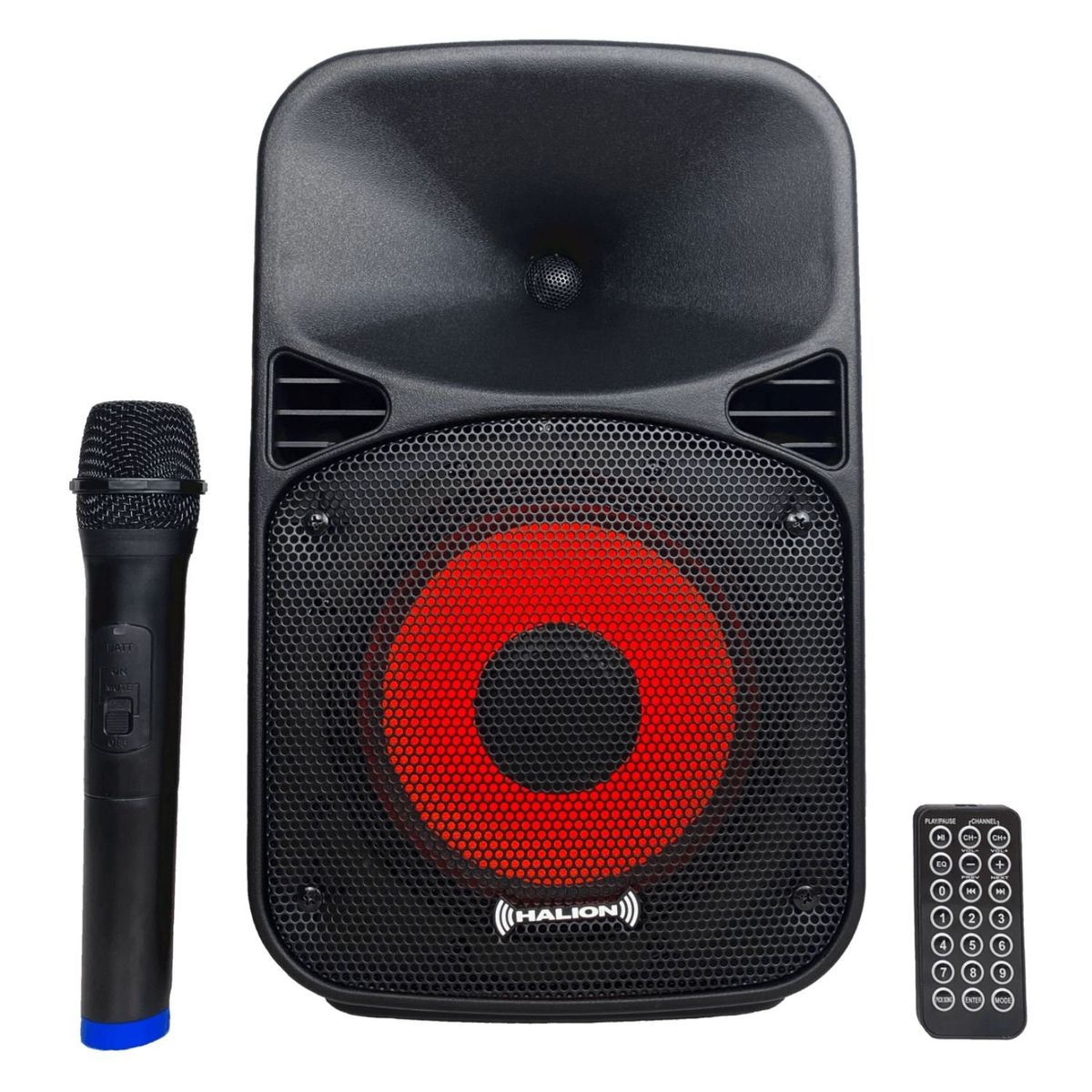 HALION - Parlante Portátil Halion RHA-8EB 300W PMPO micrófono inalámbrico UHF