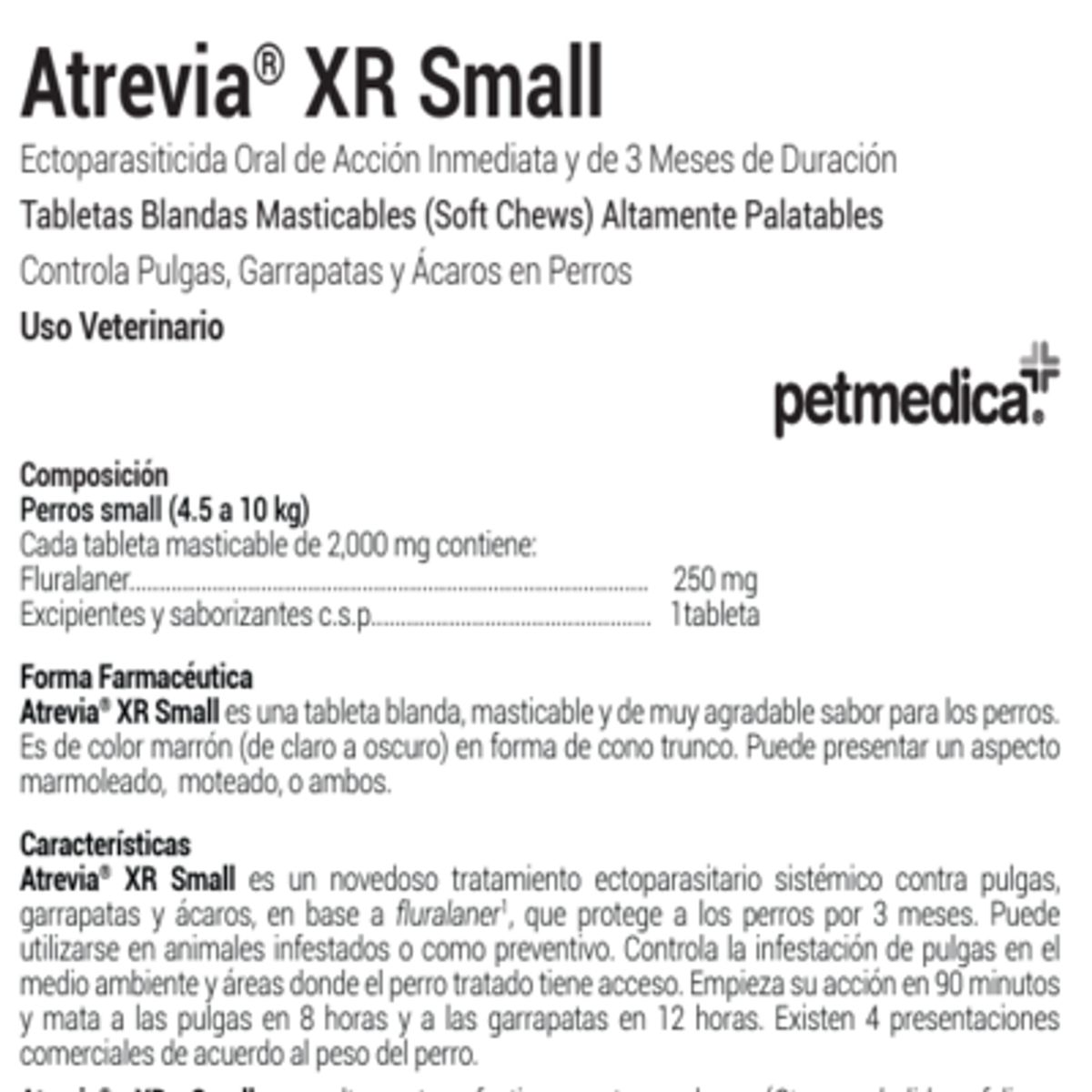 ATREVIA - ANTIPULGAS PARA PERROS ATREVIA XR SMALL 4.5-10KG X 1 TAB