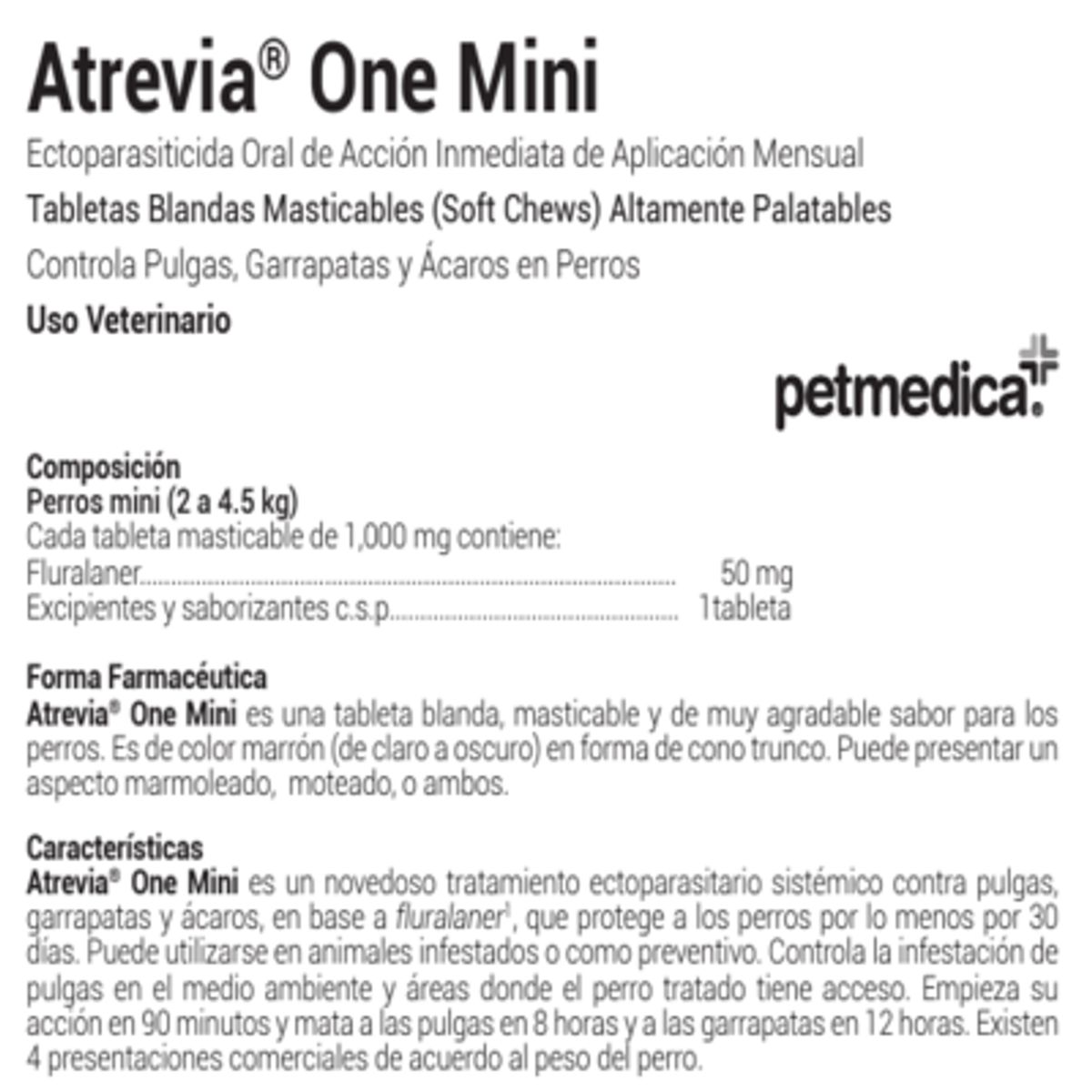 ATREVIA - ANTIPULGAS PARA PERROS ATREVIA ONE MINI 2-4.5KG X 1 TAB