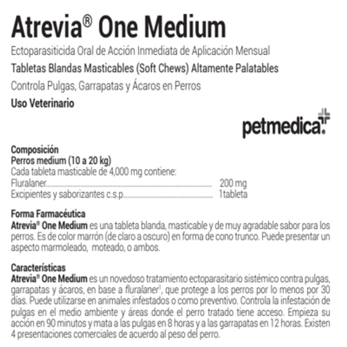 ATREVIA - ANTIPULGAS PARA PERROS ATREVIA ONE MEDIUM 10-20KG X 4 TAB