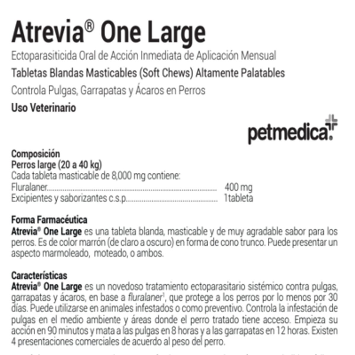 ATREVIA - ANTIPULGAS PARA PERROS ATREVIA ONE LARGE 20-40KG X 1 TAB