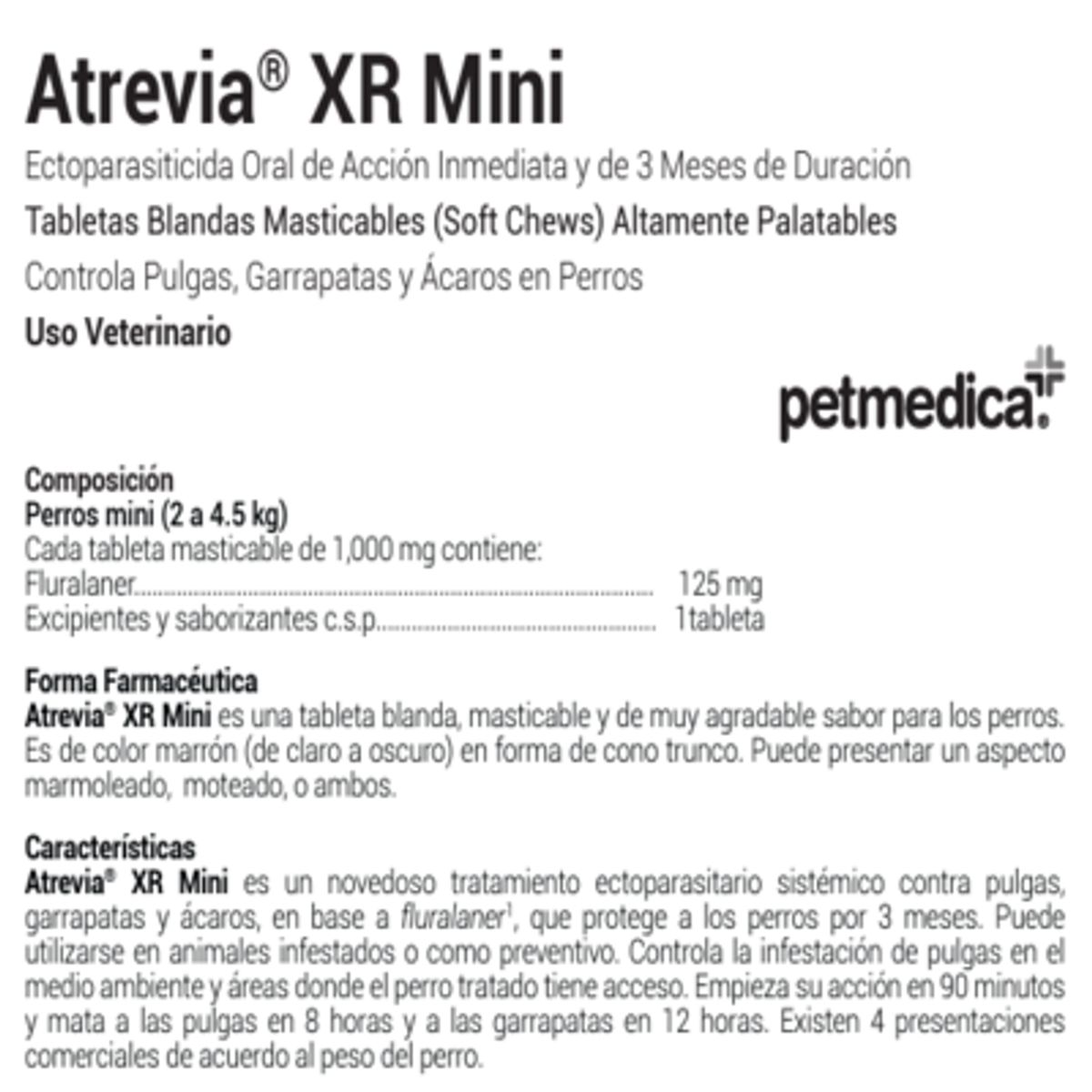 ATREVIA - ANTIPULGAS PARA PERROS ATREVIA XR MINI 2-4.5KG X 1 TAB