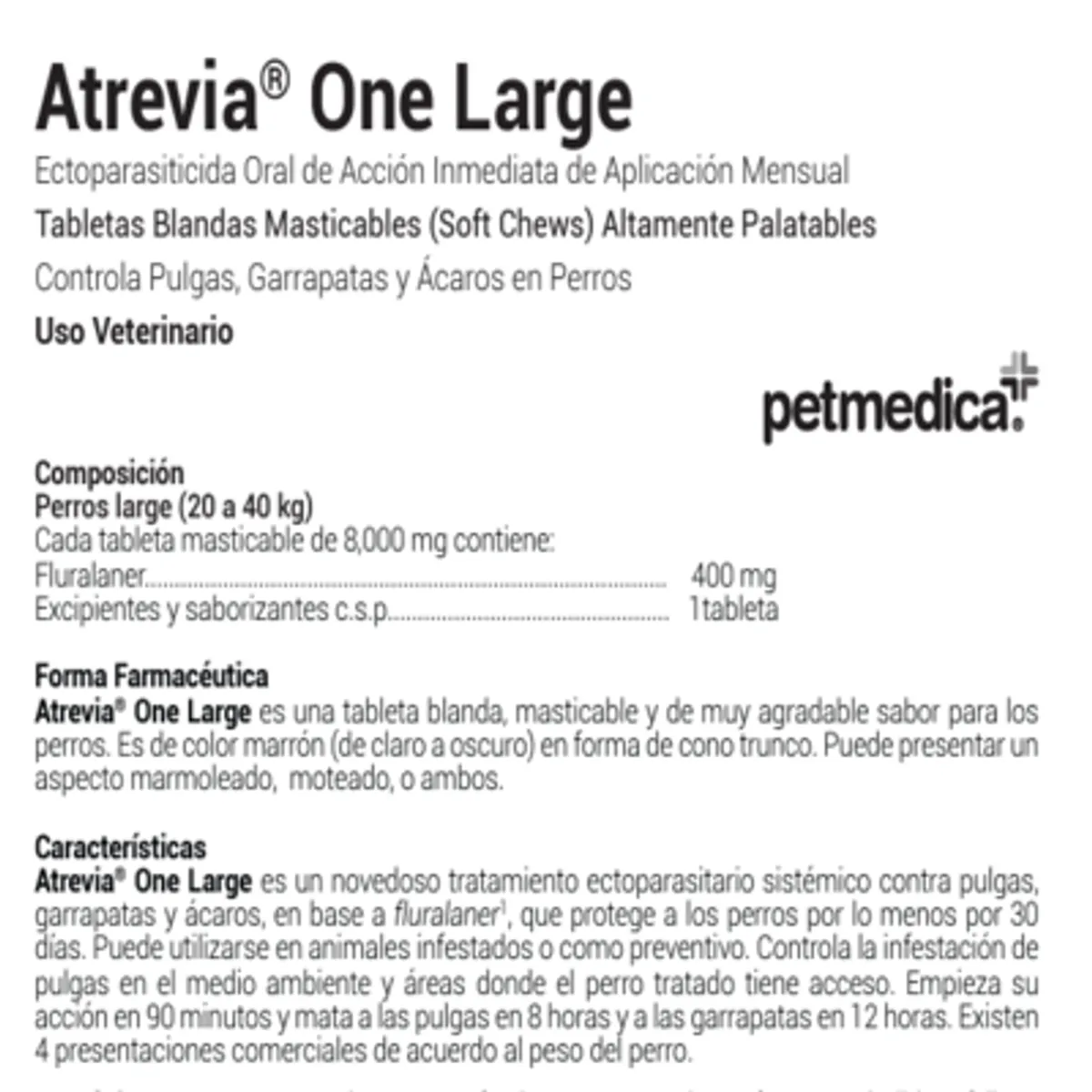 ATREVIA - ANTIPULGAS PARA PERROS ATREVIA ONE LARGE 20-40KG X 4 TAB
