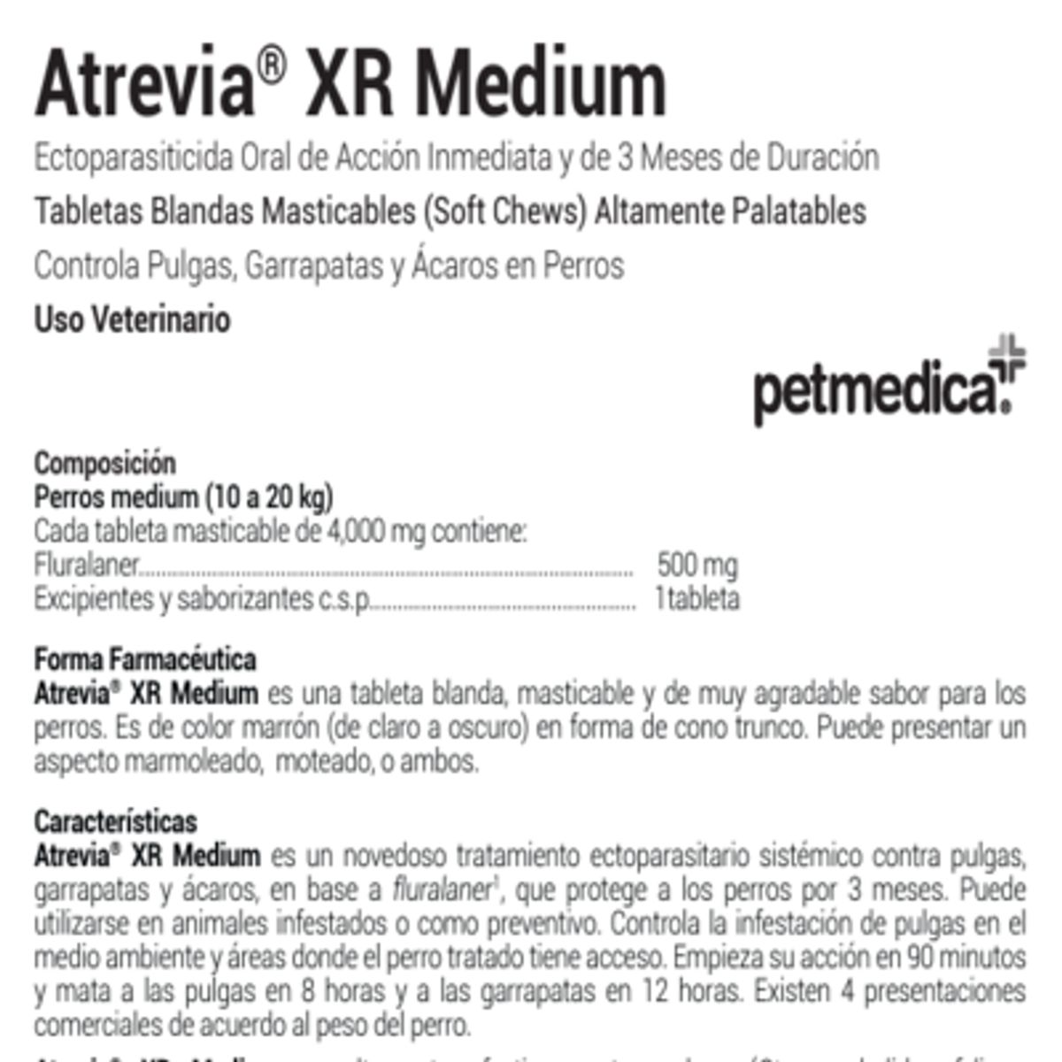 ATREVIA - ANTIPULGAS PARA PERROS ATREVIA XR MEDIUM 10-20KG X 1 TAB