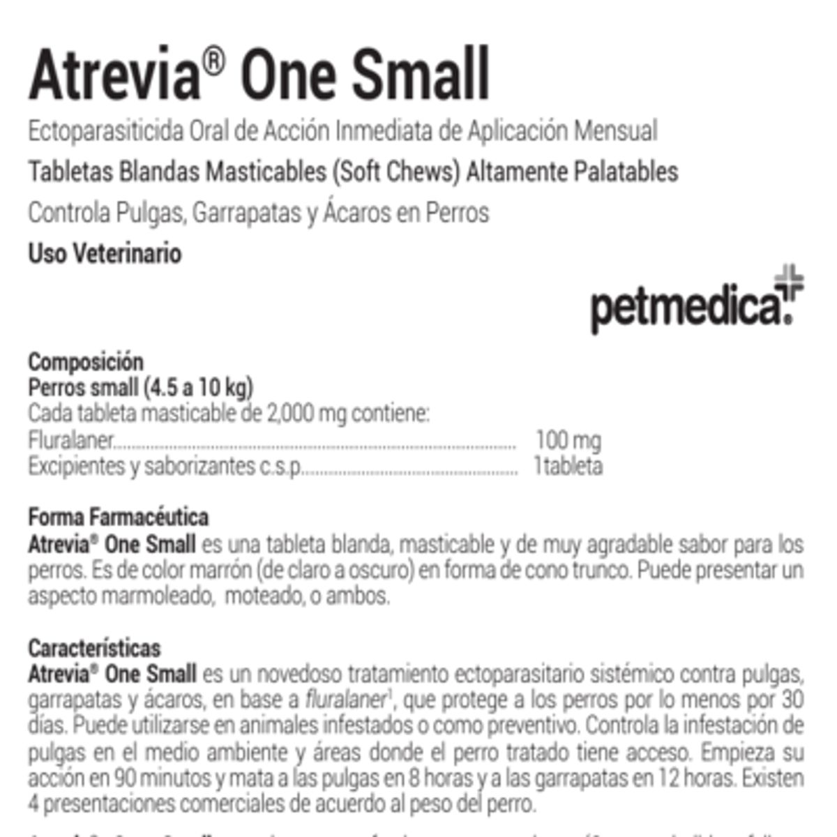 ATREVIA - ANTIPULGAS PARA PERROS ATREVIA ONE SMALL 4.5-10KG X 4 TAB