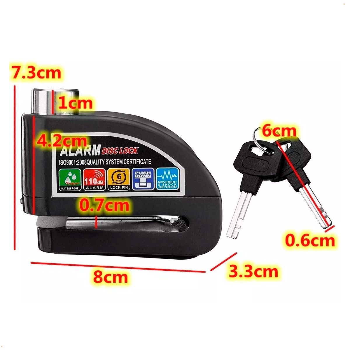 KMASTER - Candado de Disco PARA MOTO con Alarma Kmaster Motocicleta Bicicleta