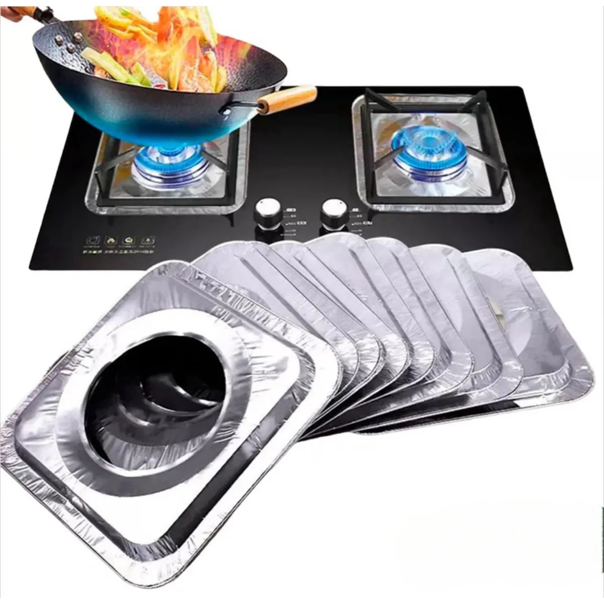 IMPORTADO MC - PROTECTORES DE HORNILLA PARA COCINA DE ALUMINIO X 5 UNID