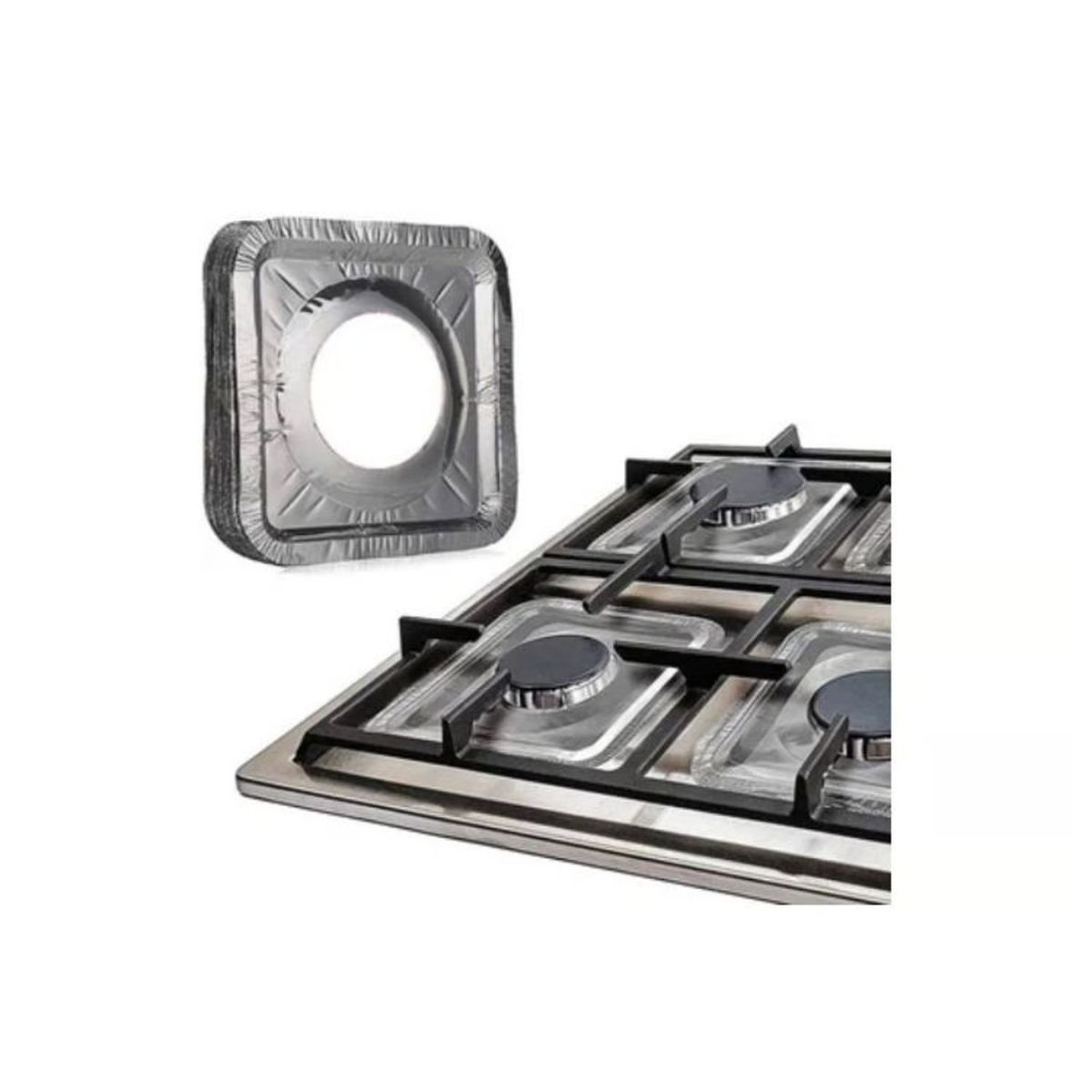 GENERICO - PROTECTORES DE HORNILLA PARA COCINA DE ALUMINIO X 10 UNID
