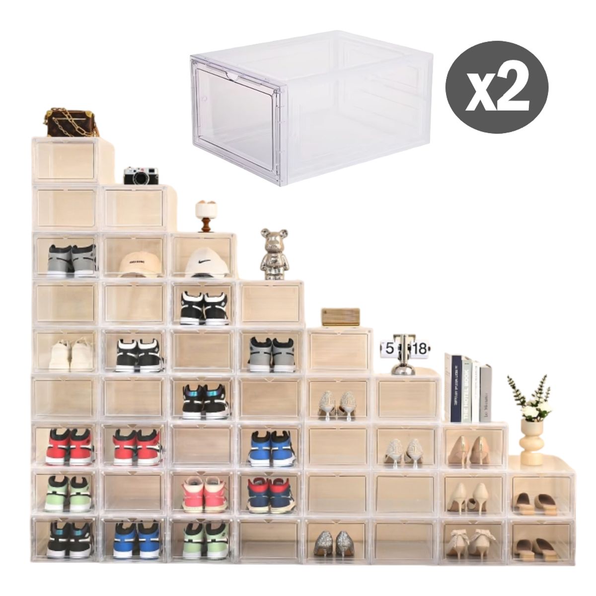 GENERICO - Kit Organizador 2 Cajas Transparente para Zapatos - Cod 2230