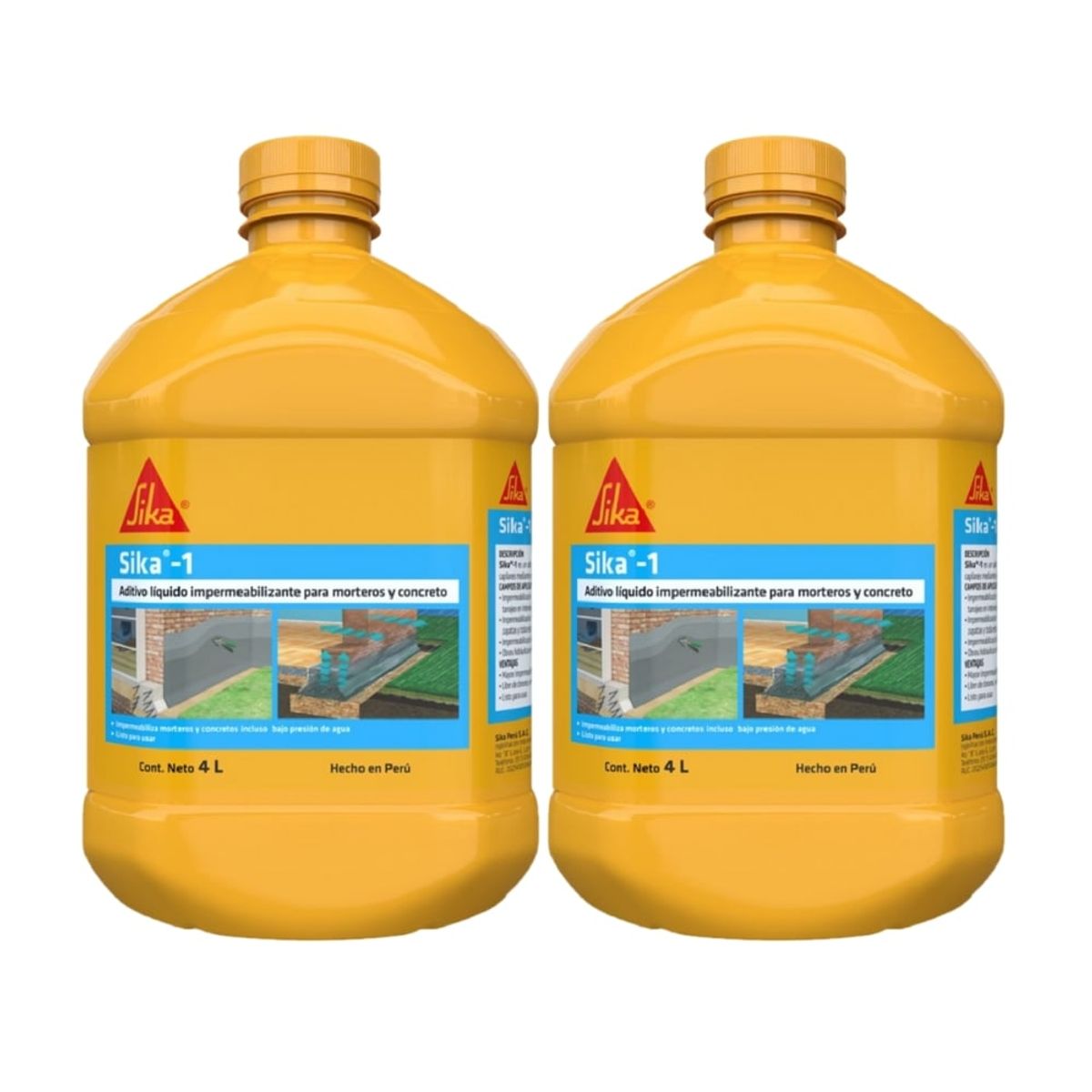 SIKA - Pack 2 Und Aditivo Impermeabilizante para concreto sika 1 x 4L