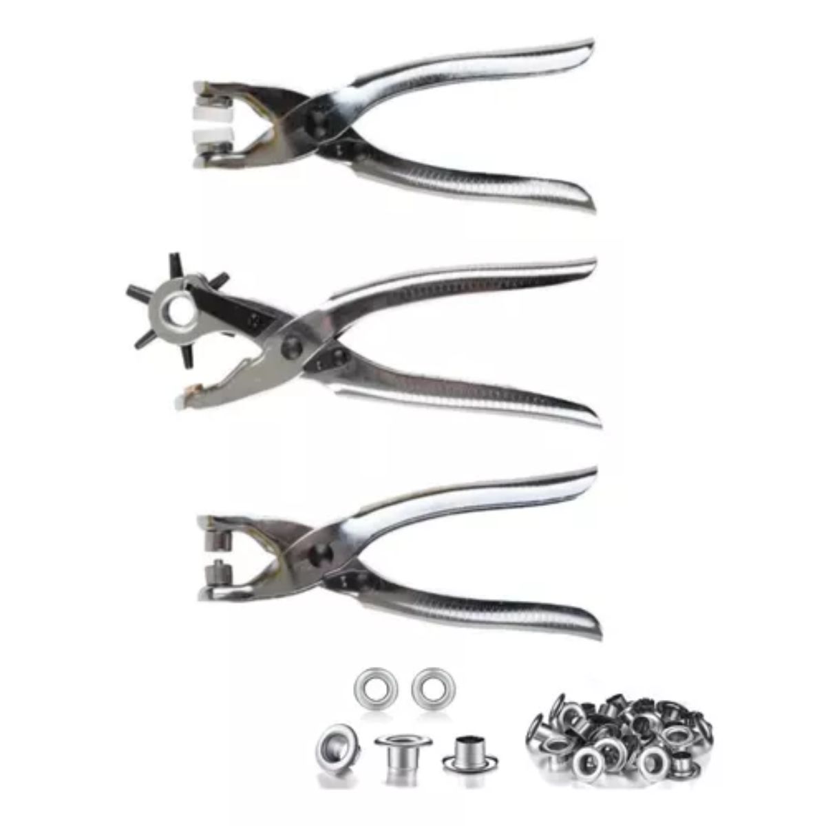 GENERICO - Kit Pinzas Sacabocado Remachadora Ojilladora Con 100 Ojales