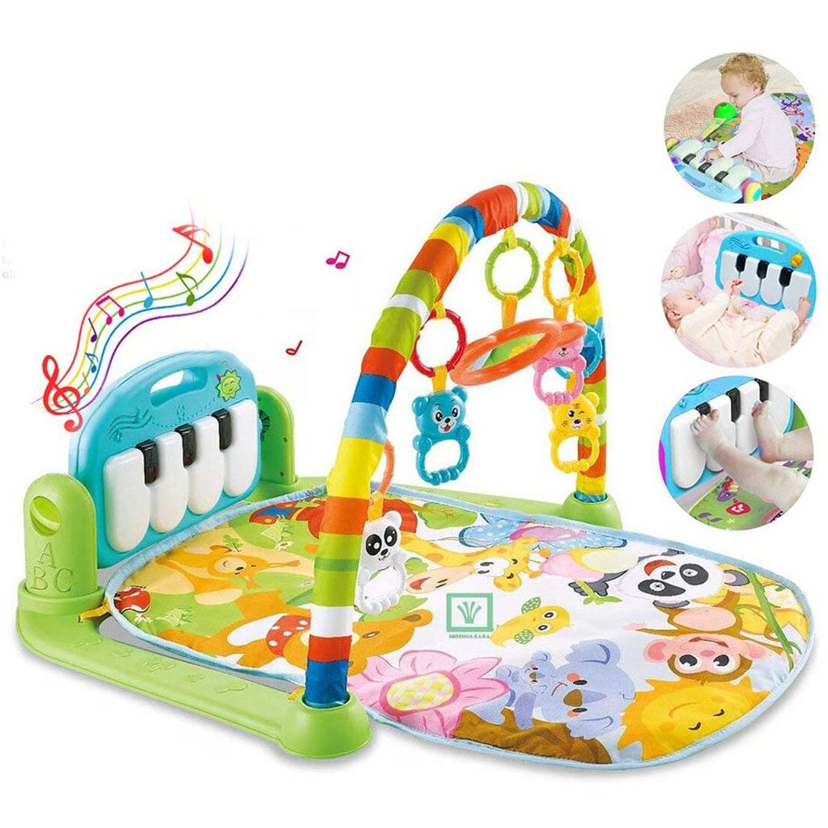 JK - Gimnasio de Bebe con Piano Para Patear Verde