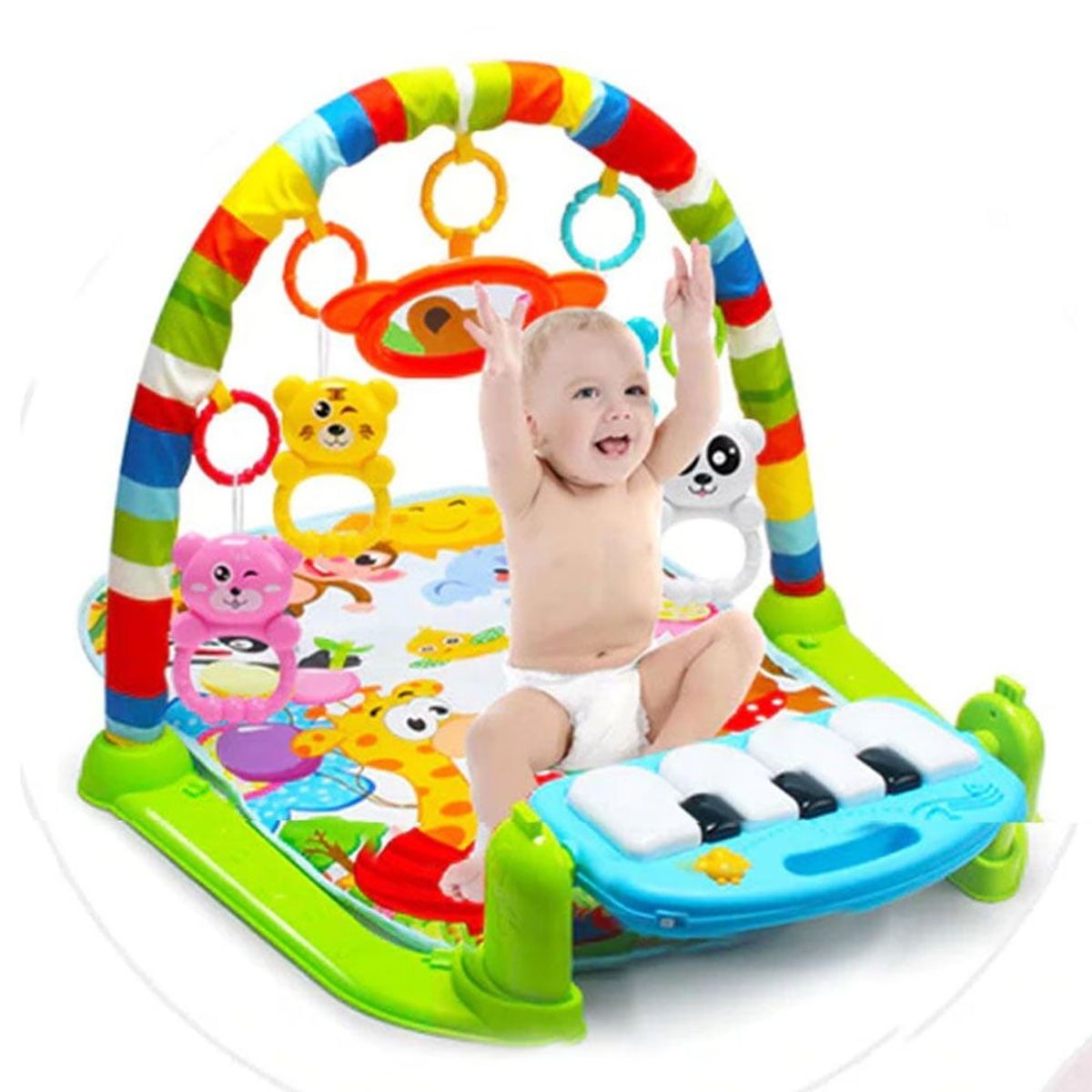 JK - Gimnasio de Bebe con Piano Para Patear Verde