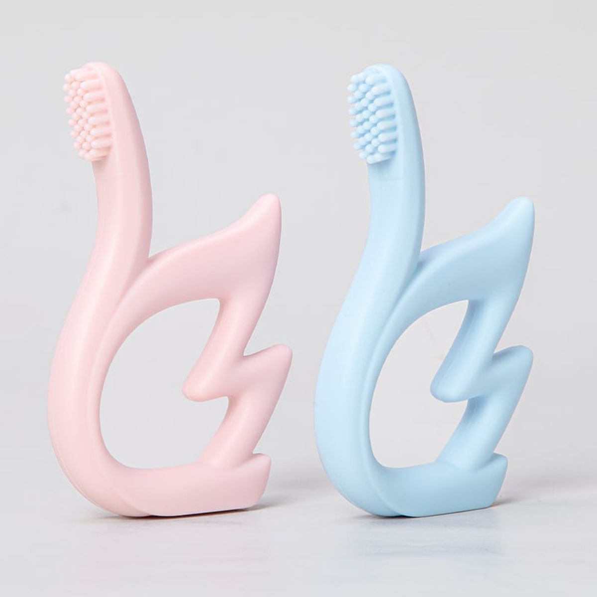 GENERICO - Cepillo de dientes Mordedor de Silicona para Bebés ROSA Bebé