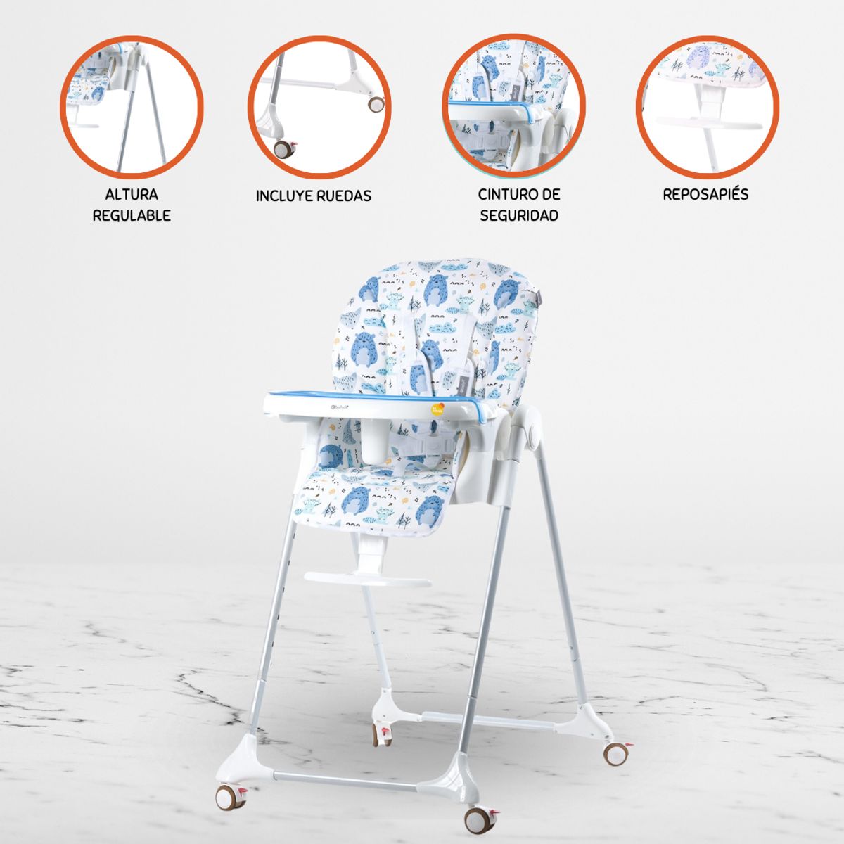 EBABY - Silla de Comer Graduable »HARRIET BOSQUE» Blue
