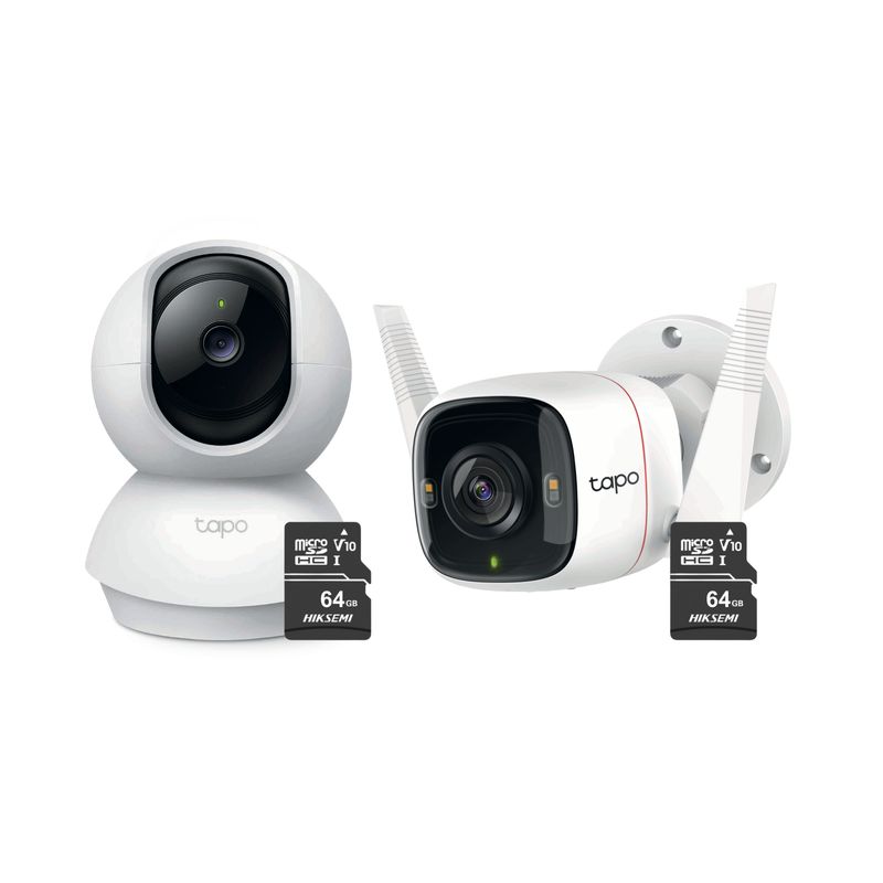 TP LINK - Kit de Cámara de Seguridad Tapo C210 2K + Tapo C310 2K + Micro SD 64 gb - Tplink