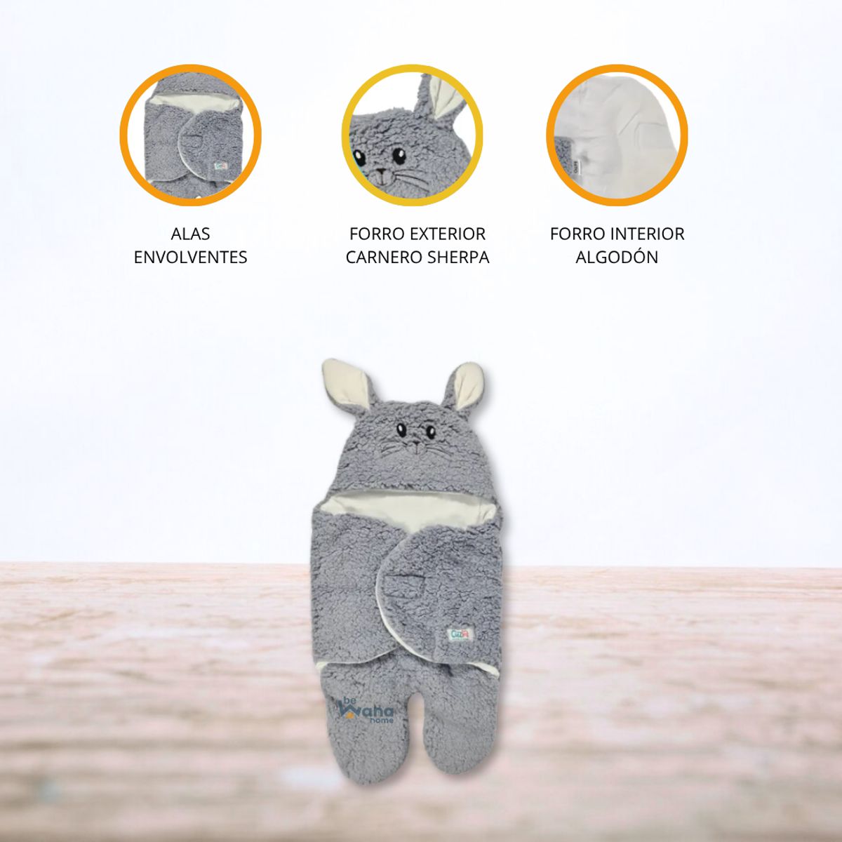 CUZKA - Saco de dormir para Bebé »RABBIT» Gris