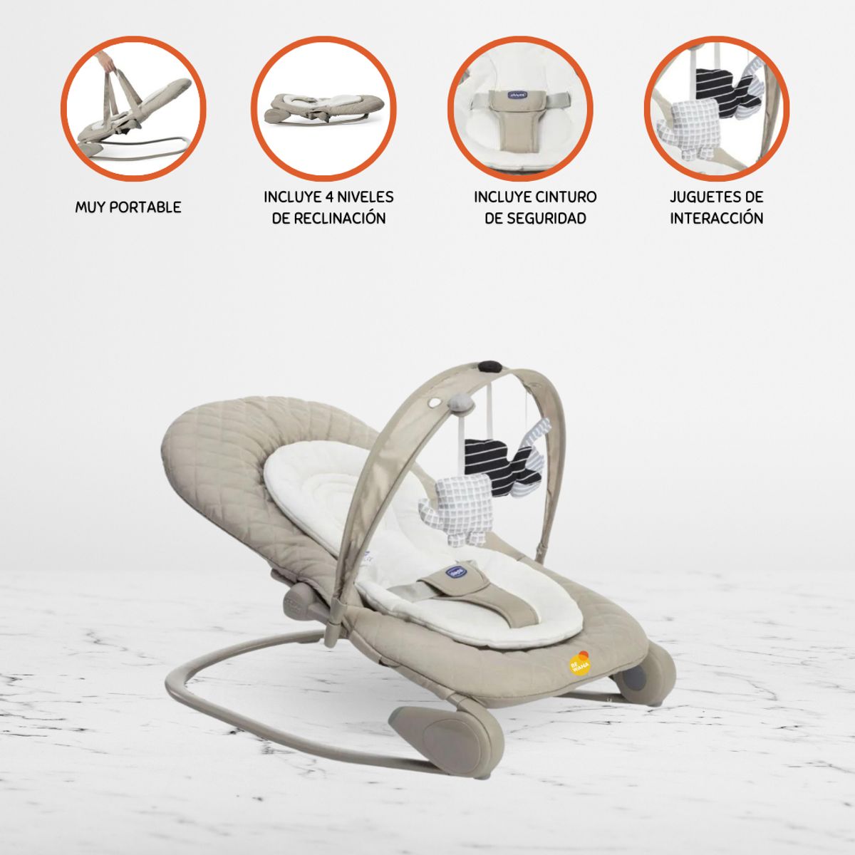 CHICCO - Silla Bouncer para Bebé »HAMACA HOOPLA» Champagne