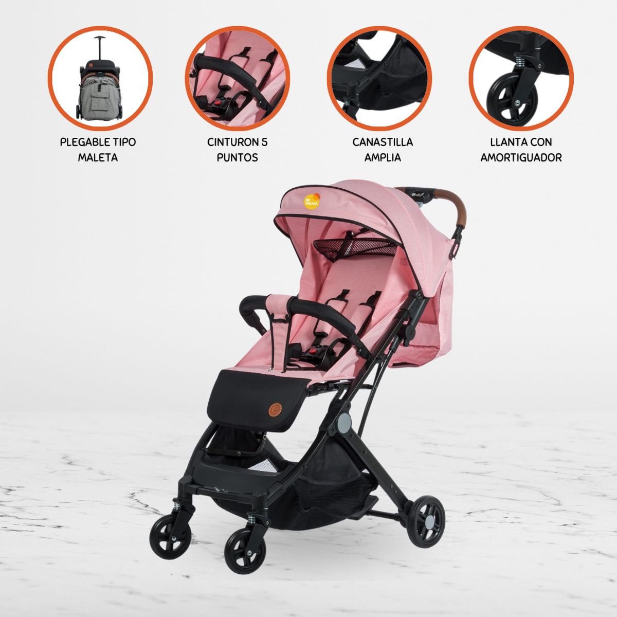 EBABY - Coche Maleta para Bebé »COMPACT» Pink