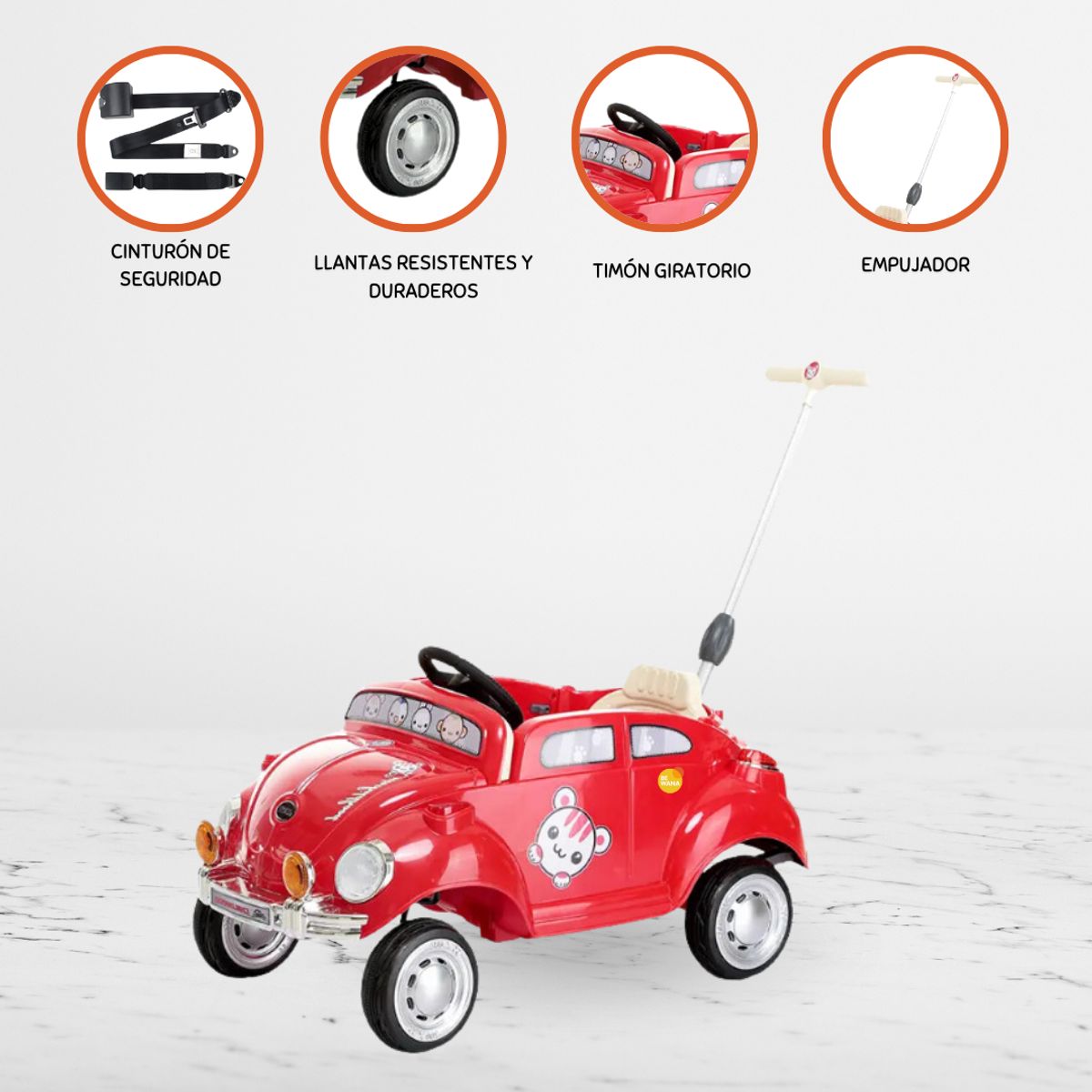 CUZKA - Auto con Empujador »BUGGI» Red