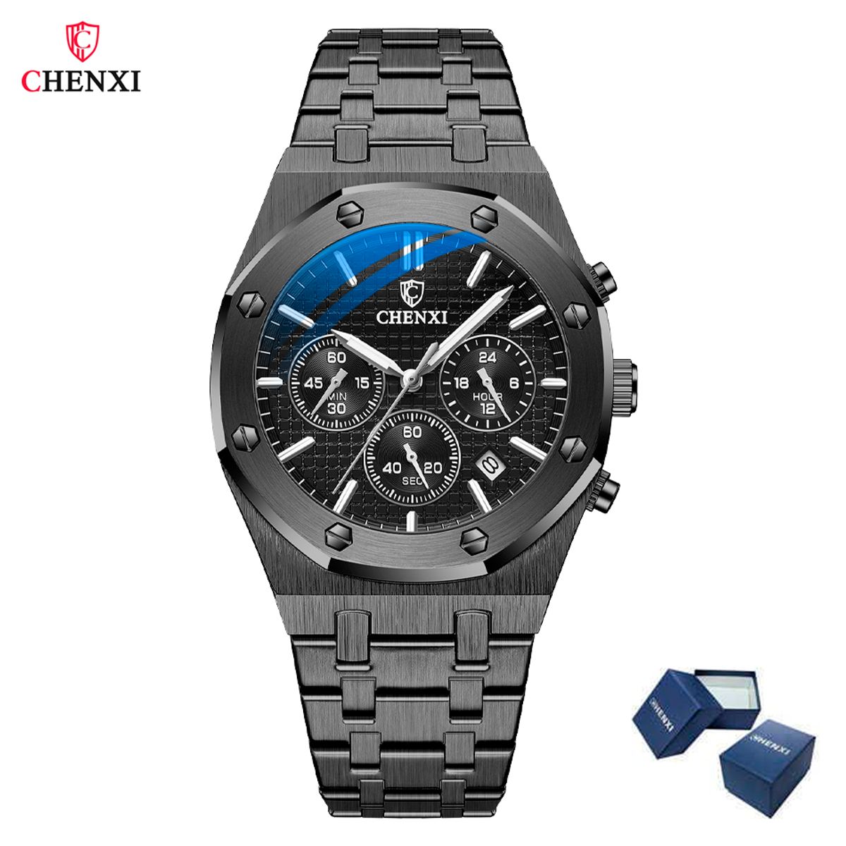 GENERICO - Reloj Acerado Hombre Con Fechero Cronógrafo Moderno - Negro