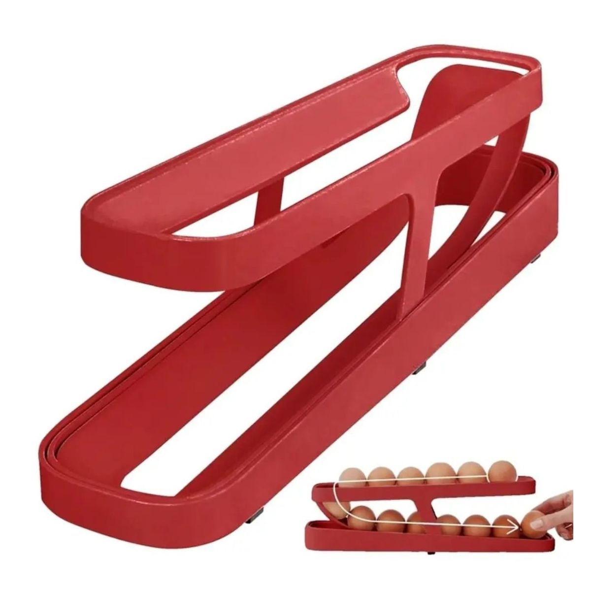 GENERICO - Dispensador de Huevos Lineal Rojo - 2 Niveles