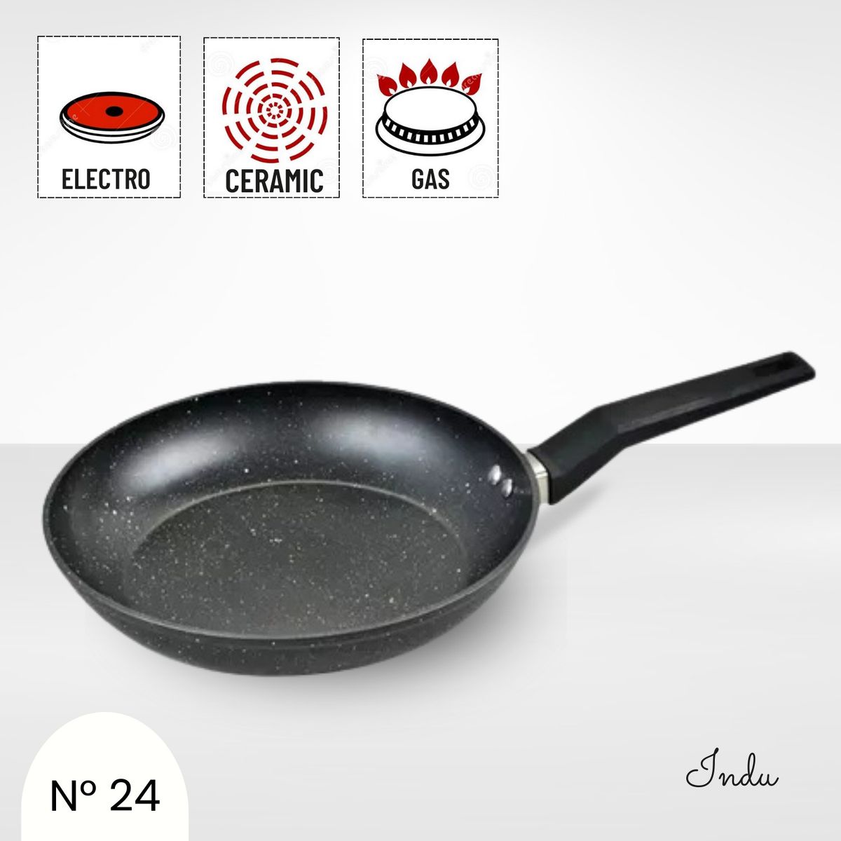 RECORD - Sartén de Inducción Antiadherente Negro 24 cm Record