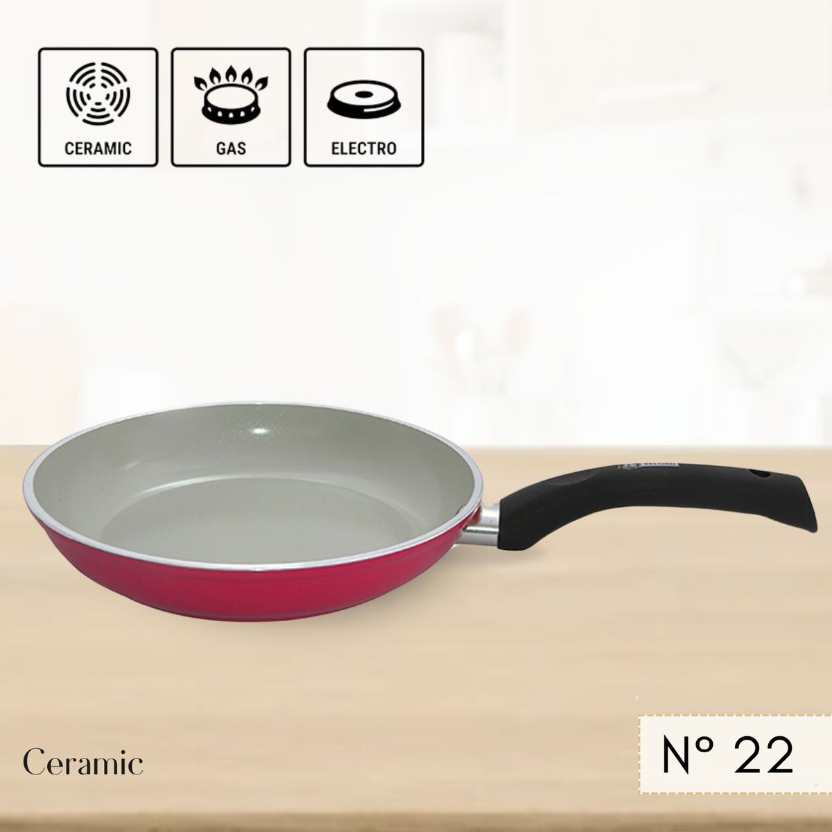 RECORD - Sartén Antiadherente Cerámica Rojo 22 cm Record