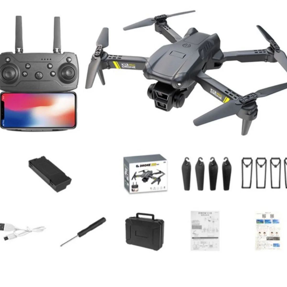 GENERICO - Dron K13 Max Dual Camara 4k 1800mah Bateria