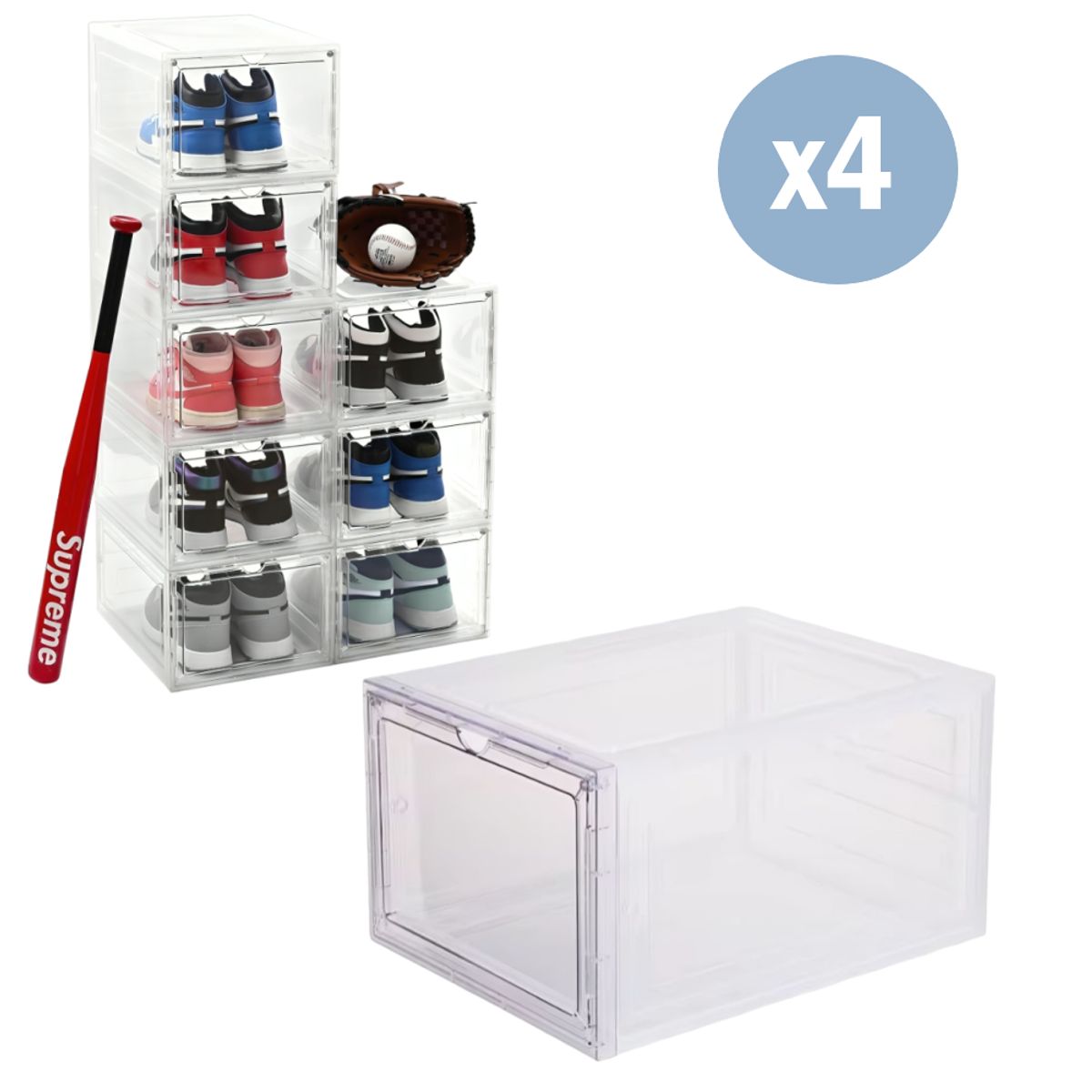 GENERICO - Kit 4 cajas de zapato transparente - Cod 2230