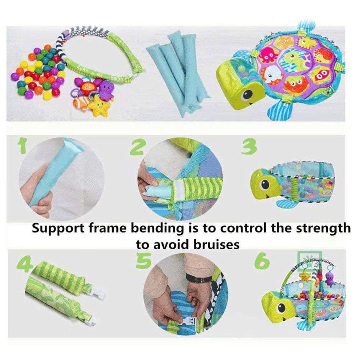 IDEAL BABY & KIDS - Gimnasio de Bebe Didáctico 3 en 1 con Pelotas Tortuga