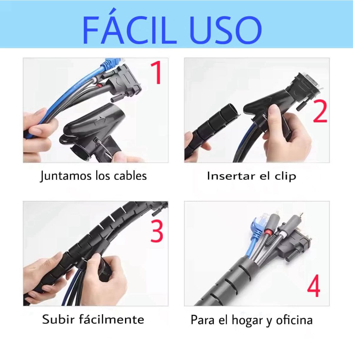 GENERICO - Protector de Cables en Espiral TV y Ordenador