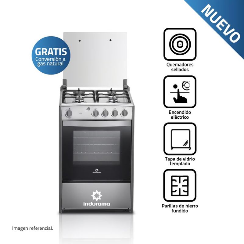 INDURAMA - Cocina Indurama Coruña 4 Hornillas Croma