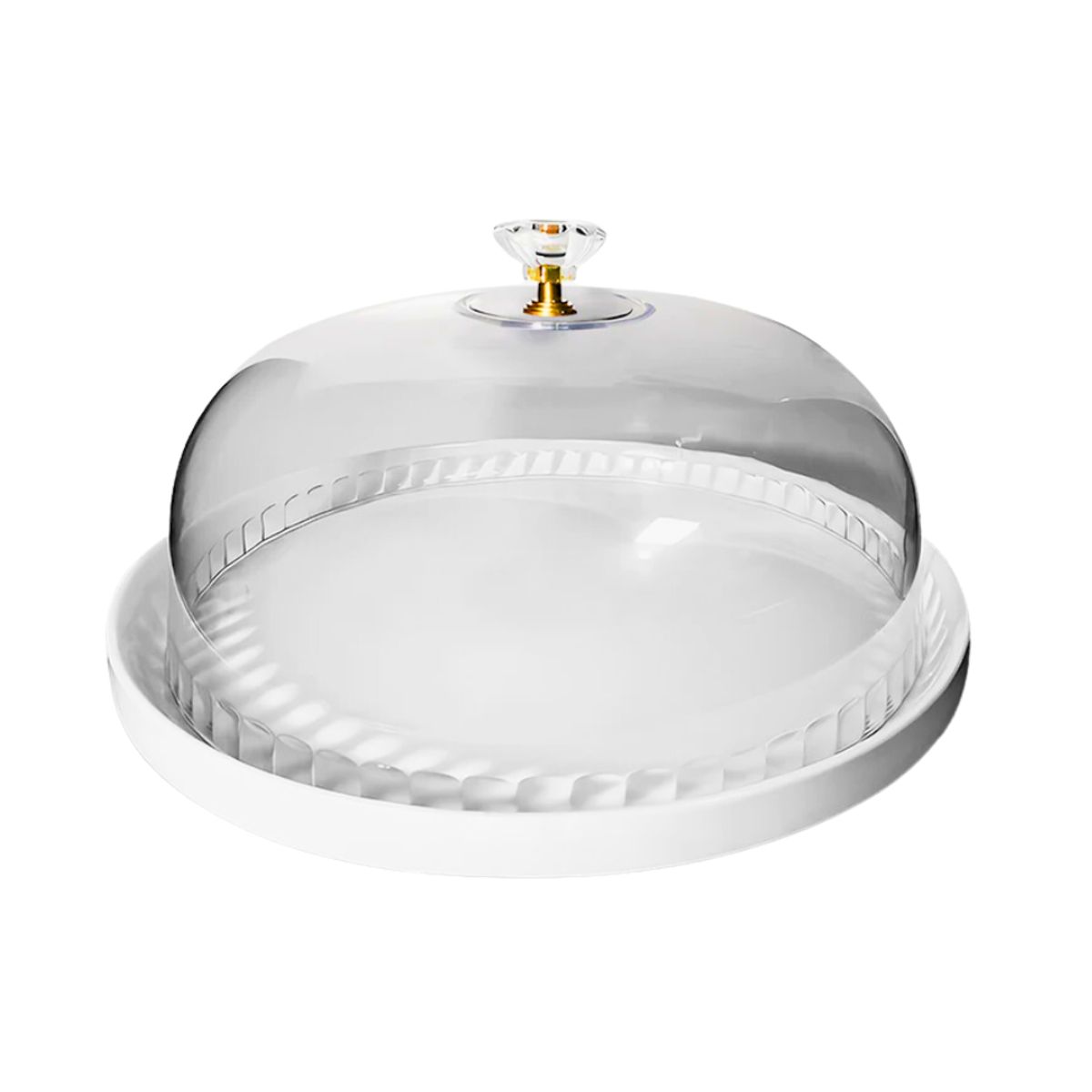 HYGGE - Porta Torta Bandeja de Porcelana con Tapa de Acrílico