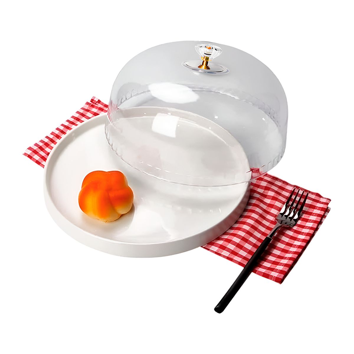 HYGGE - Porta Torta Bandeja de Porcelana con Tapa de Acrílico