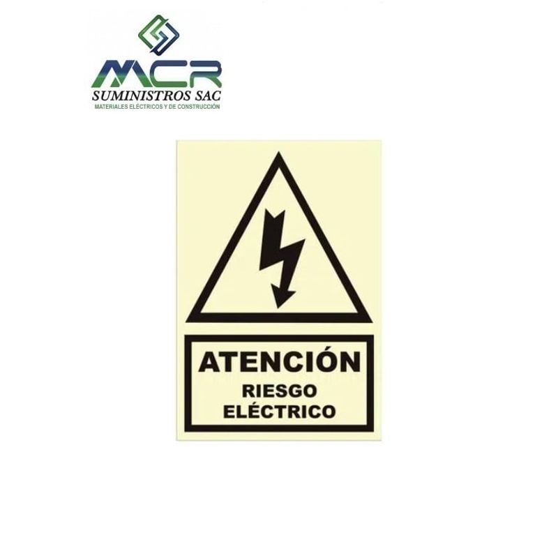 GENERICO - Señal de RIESGO ELECTRICO 20x30 cm FOTOLUMINICENTE O FluorescenTE