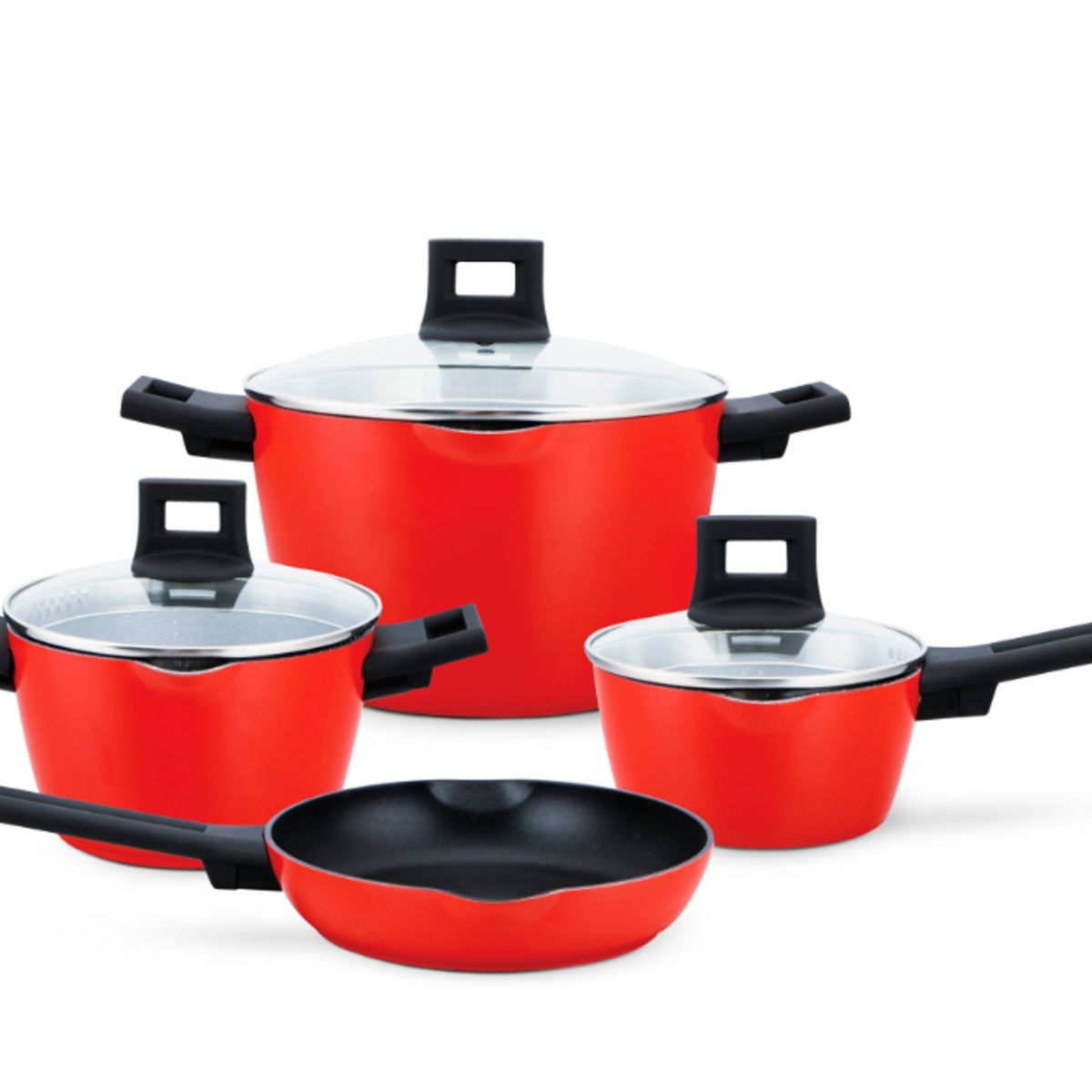RECORD - Juego de Ollas Nisqa Antiadherente Rojo 7 Piezas
