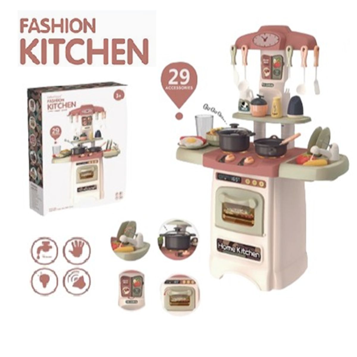 GENERICO - Divertido Juguete  Cocina Para  Niñas  29 Piezas -Rosado