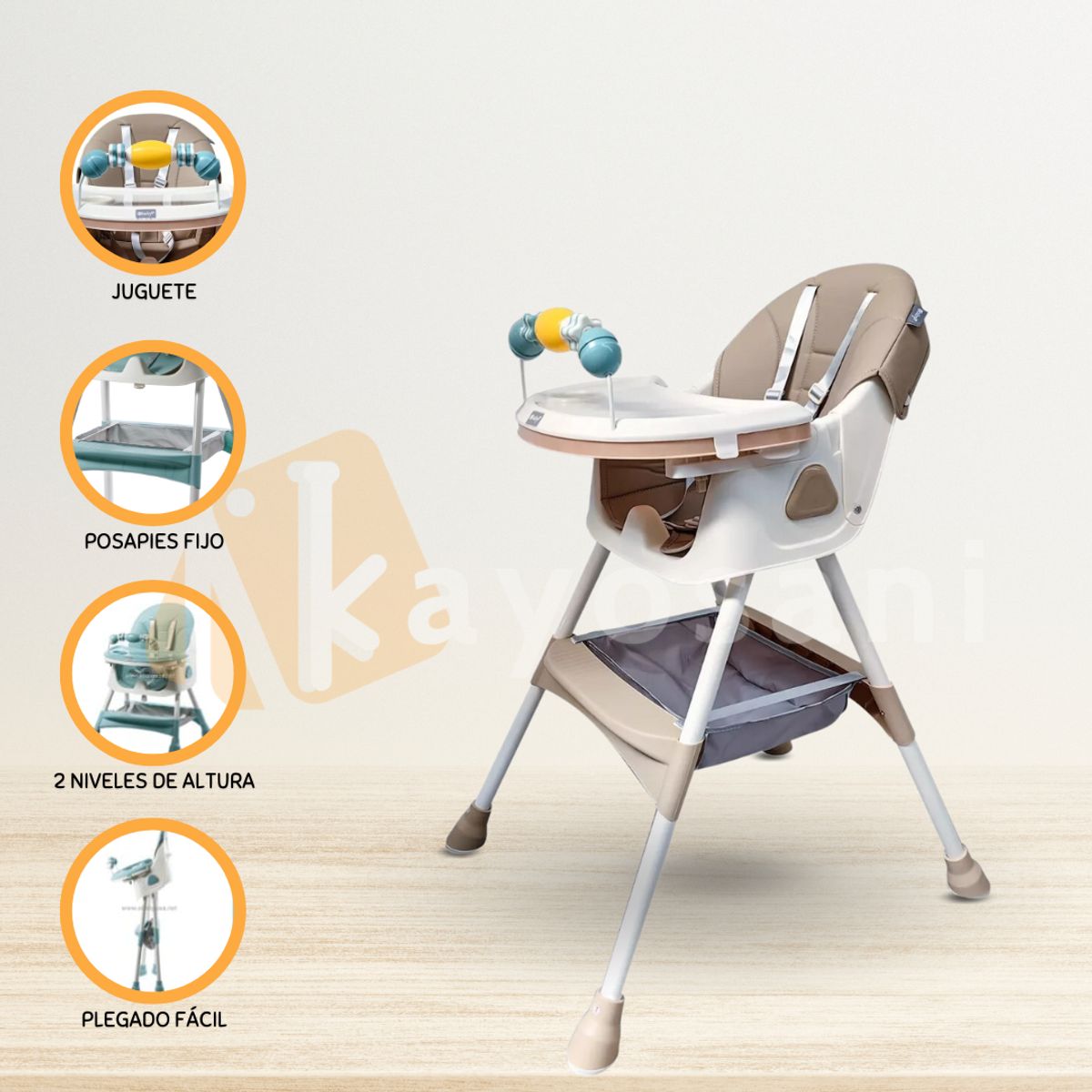 EBABY - Silla de comer Ebaby «DALI PLUS» Beige