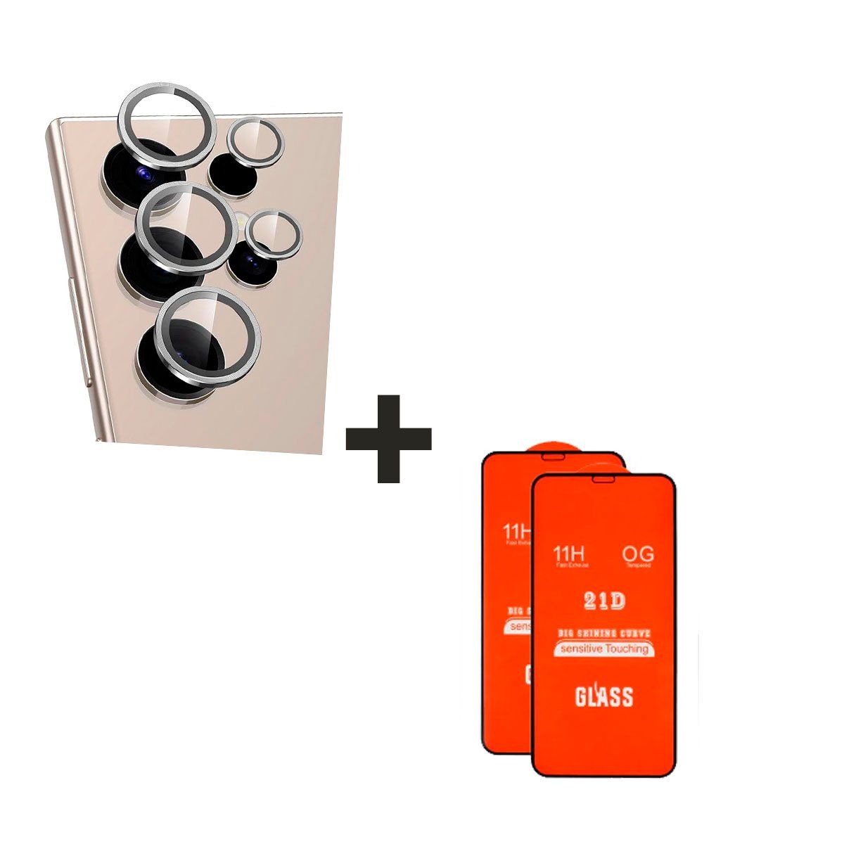 GENERICO - Protector de Cámara para el Samsung A54 Plata + Vidrio Templado