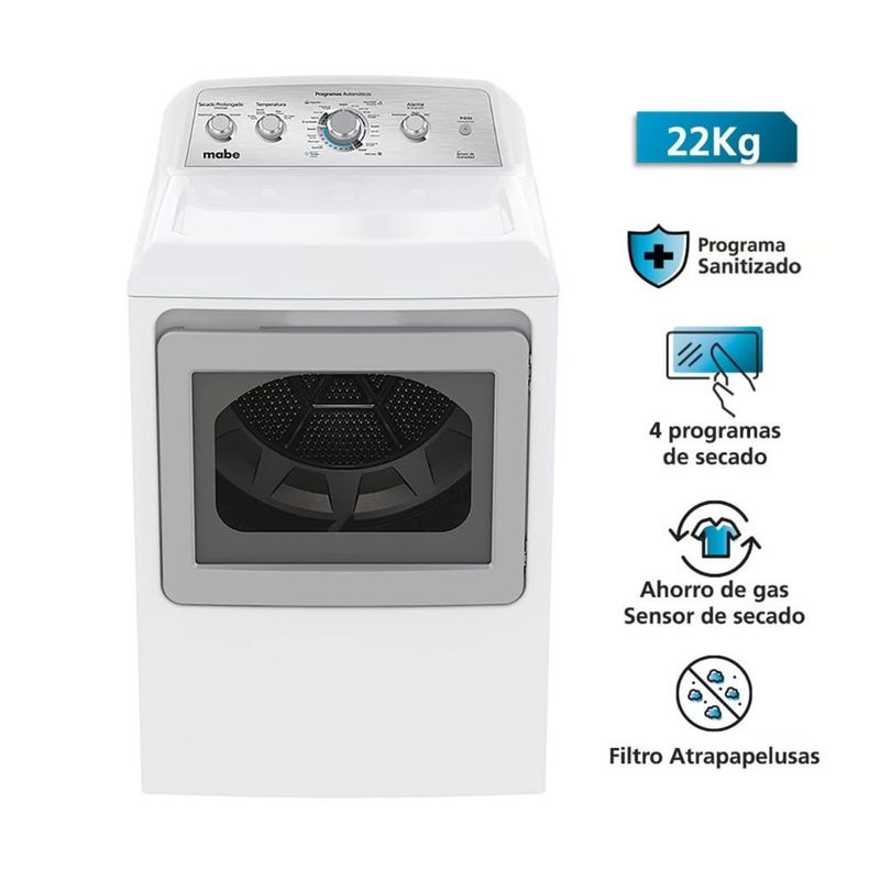 MABE - Secadora a Gas Mabe 22 kg Blanca SMG47N8MSBBB0