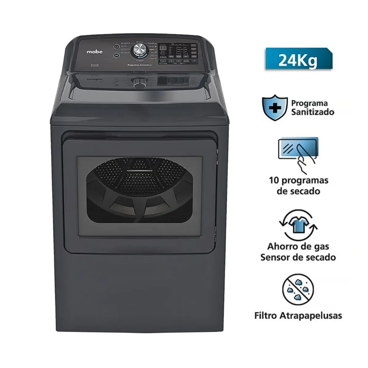 Mabe - Secadora Gas Mabe 24 Kg SMG17R8MSDBB0 Diamond Gray
